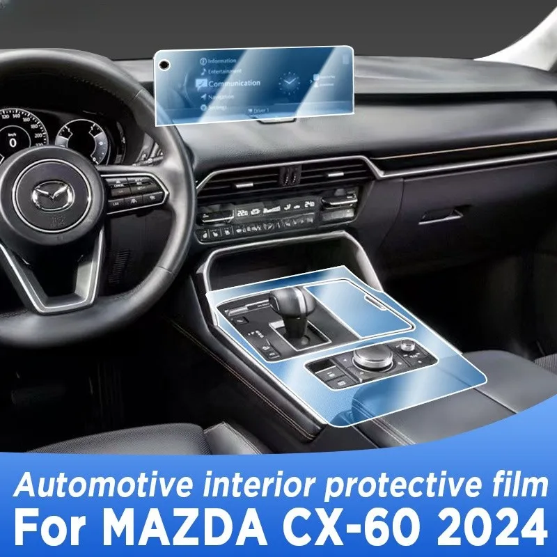 For MAZDA CX-60 2024 Gearbox Panel Navigation Automotive Interior TPU Protective Film Anti-Scratch Sticker Accessories