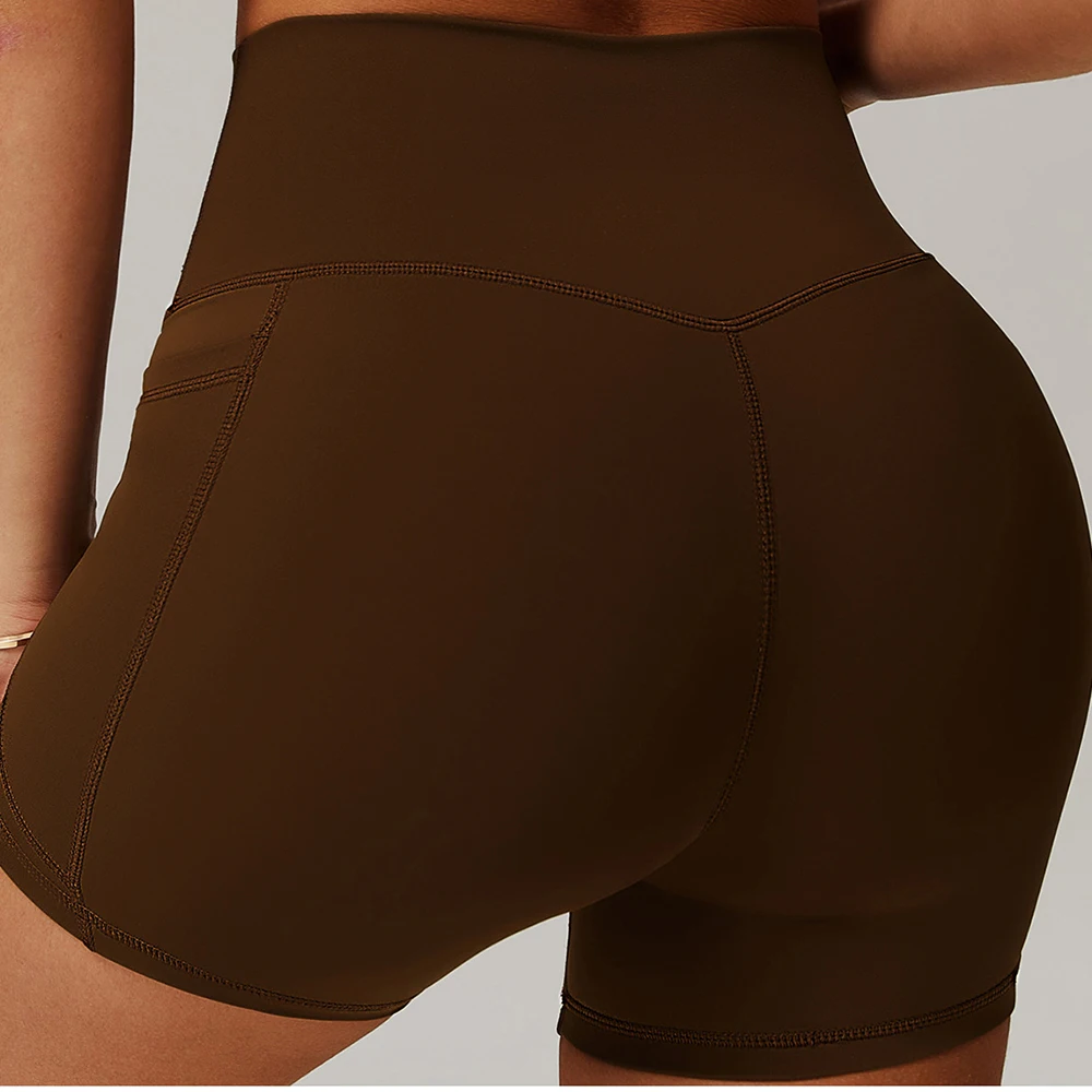 Women Pocket Sports Shorts High Waist Hip Lifting Shorts Yoga Short Workout Running Stretch Fitness Athletic Sports Yoga Legging - Image 6