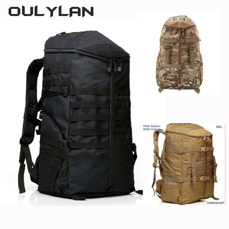 Large Capacity Tactical Backpack 60L Camping Rucksack Bag Camouflage Outdoor Sports Hunting Hiking Mountaineering Bag