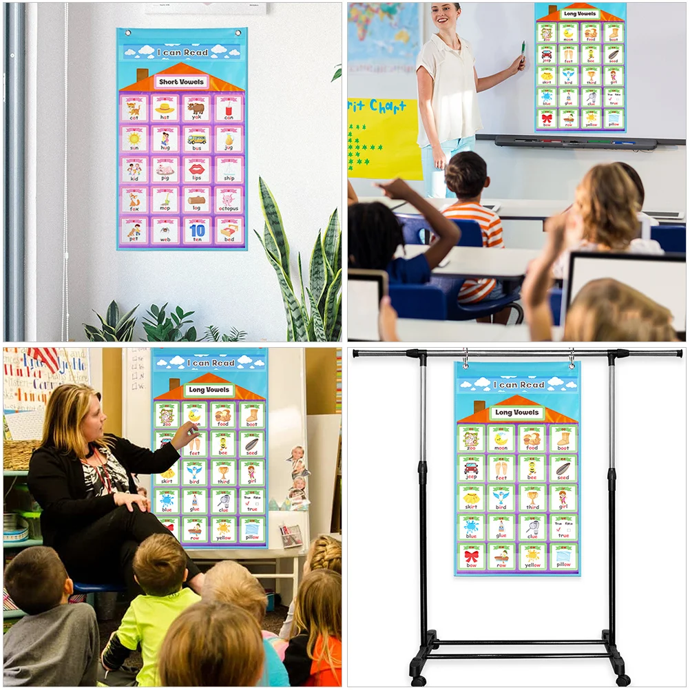 1세트 행잉 포켓 차트 레터 카드 창의적인 휴대용 포켓 차트 생일 선물 파티 소품 조기 학습 카드