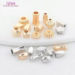20PCS 14K Gold Color Brass Round Wheels Cross Beads Oval Spacer Beads Bracelet High Quality Diy Jewelry Accessories