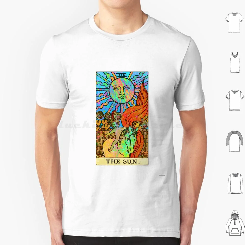 Psychedelic Tarot : Rainbow Sun ( No Border ) T Shirt 6Xl Cotton Cool Tee Tarot Trippy Psychadelic Neon Tripping Drugs Druggie