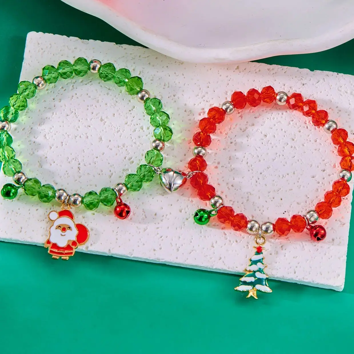 

Trendy Christmas Couples Bracelet for Women Men Romantic Heart Magnetic Matching Bracelet New Year Party Jewelry Accessories