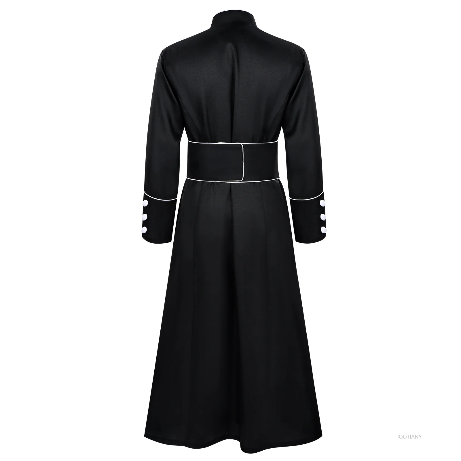 الكبار أسود أبيض نوبل الكاهن زي الرجال القس الديني الأب رداء هالوين بوريم حفلة ماردي غرا فستان تنكري فاخر