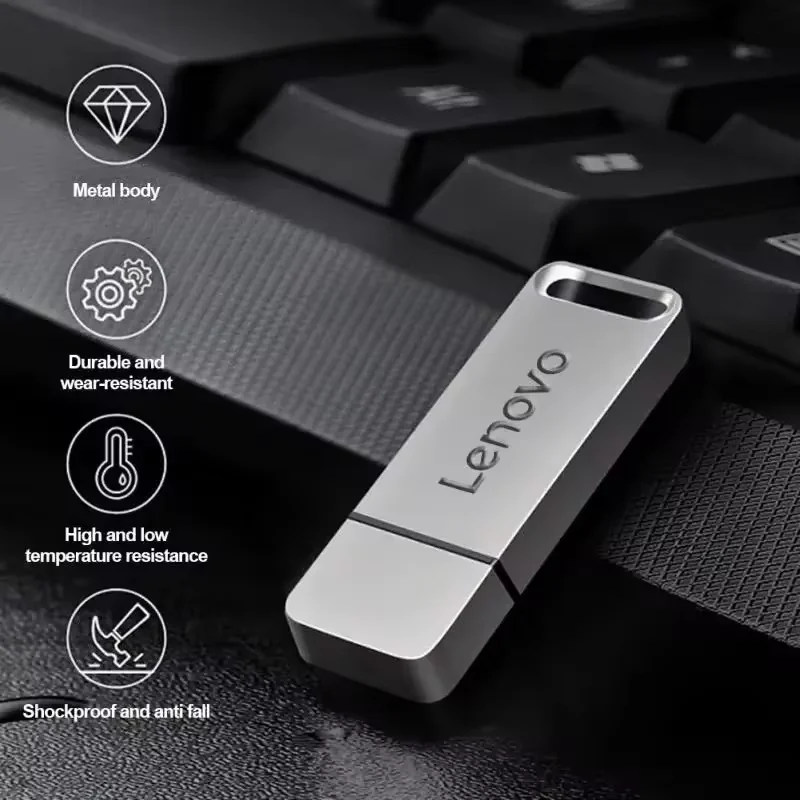 Lenovo-unidad Flash USB 3,1 Original de 2TB, pendrive de alta velocidad, memoria USB tipo C impermeable de Metal de 1TB para dispositivos de almacenamiento de ordenador