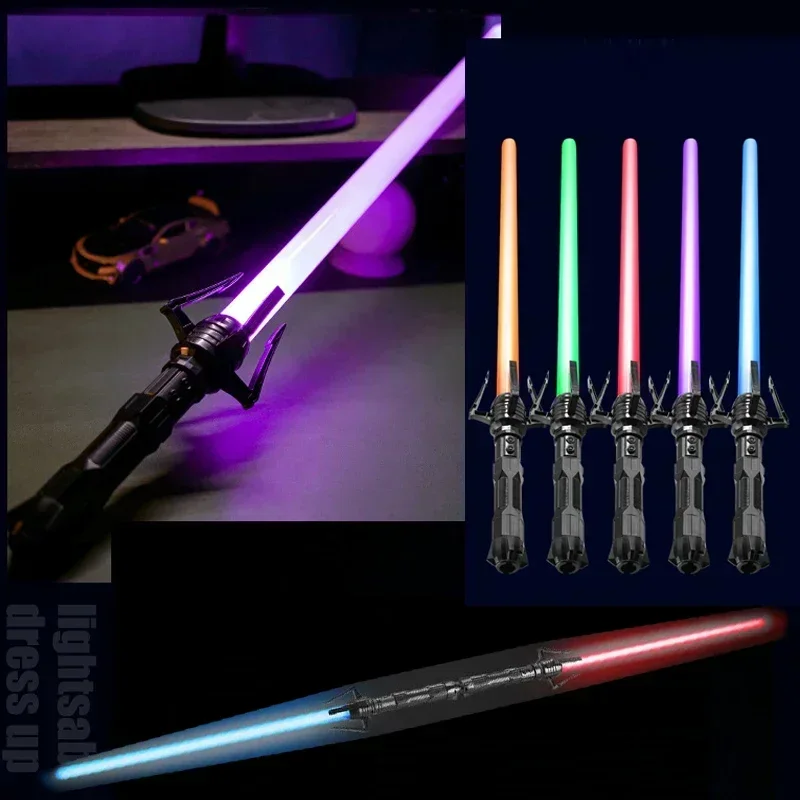 2 In 1 Telescopic Sword 75cm RGB Light Saber 7-Color/1 Color Lightsaber for 3+ Kids Laser Sword Toy Party Glow Swords Coser Toy