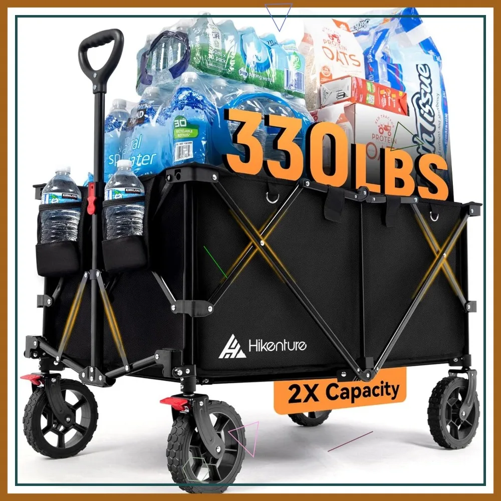 Wózek składany o bardzo dużej pojemności - udźwig 150 kg, koła terenowe do użytku na zewnątrz, w ogrodzie i na plaży