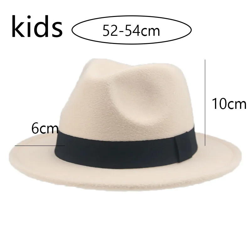 Hats Kids Hat Fedoras Ribbon Band Solid Camel Khaki Cowboy Hats Wedding Church Formal Felted Kids Child Hats Sombreros De Mujer