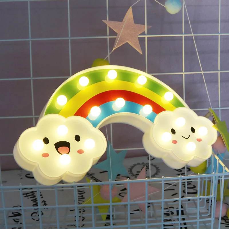 Cute Rainbow Lamp LED Night Light Battery Power Kids Bedroom Lighting Home Party Decor Night Lamp Children Kids Baby Xmas Gift