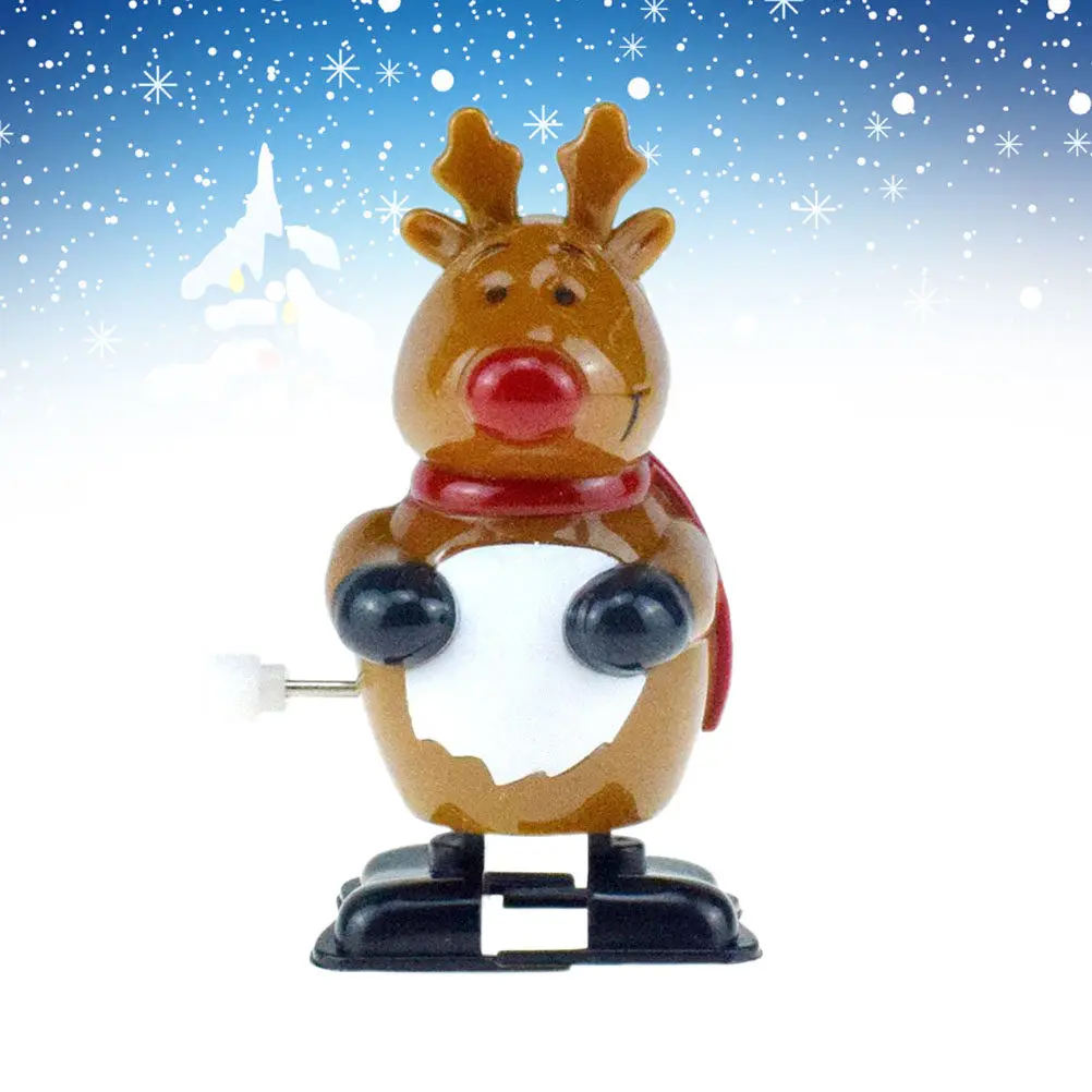 Christmas Clockwork Walking Dark Brown Elk Made of Safe ABS Plastic Perfect for Kids Party Favors Goodie Bags Classroom Rewards
