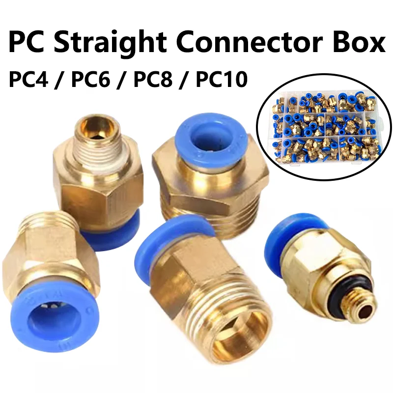 

PC Series Air Joint Connectors Hose Tube Pneumatic Fittings Push in Quick Release Couplings Boxed 1/4 1/8 PC6-02 PC8-02 PC10-02