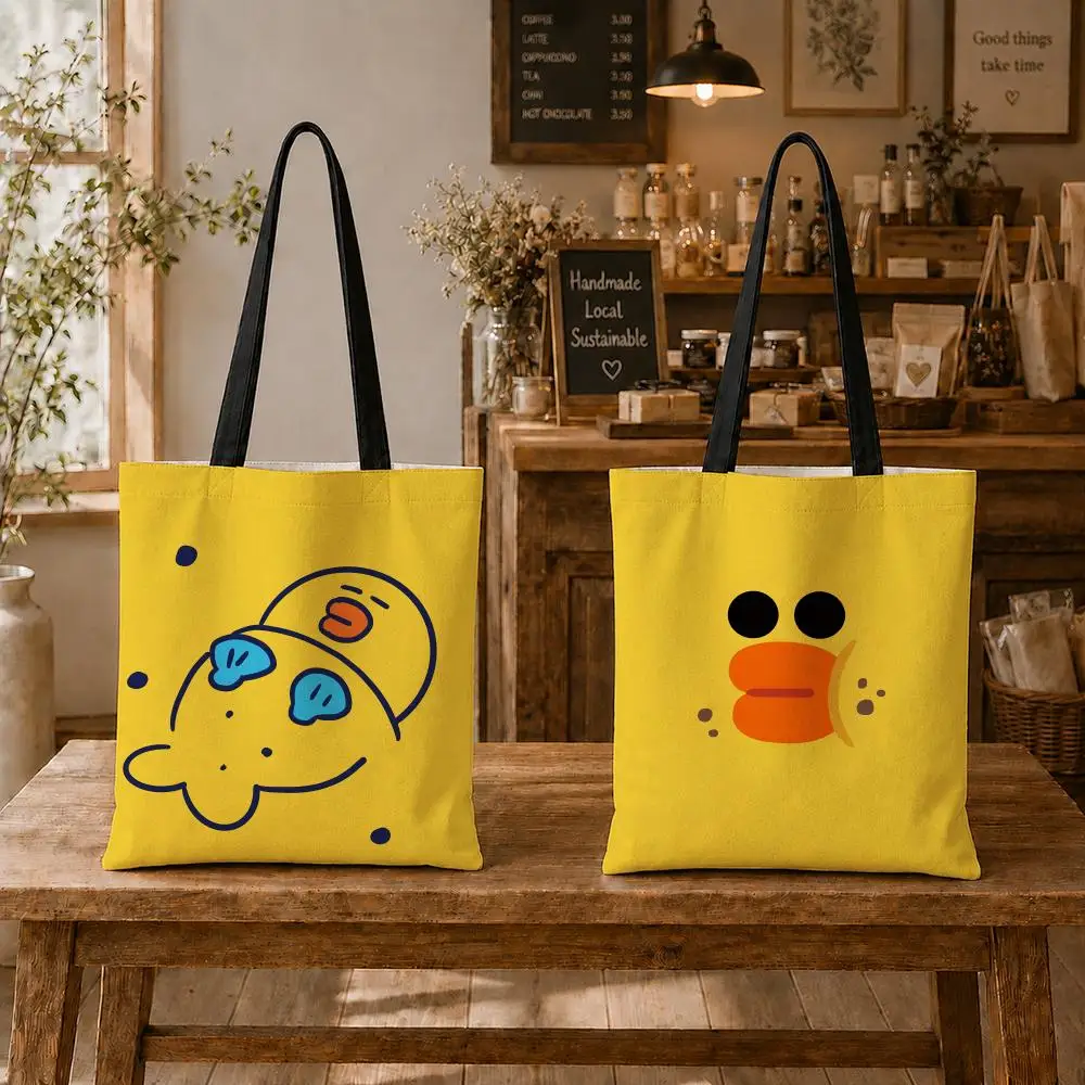 Sacs de rangement Personnage S-Sally D-duck, sac fourre-tout en toile grande capacité, sac de courses pliable écologique