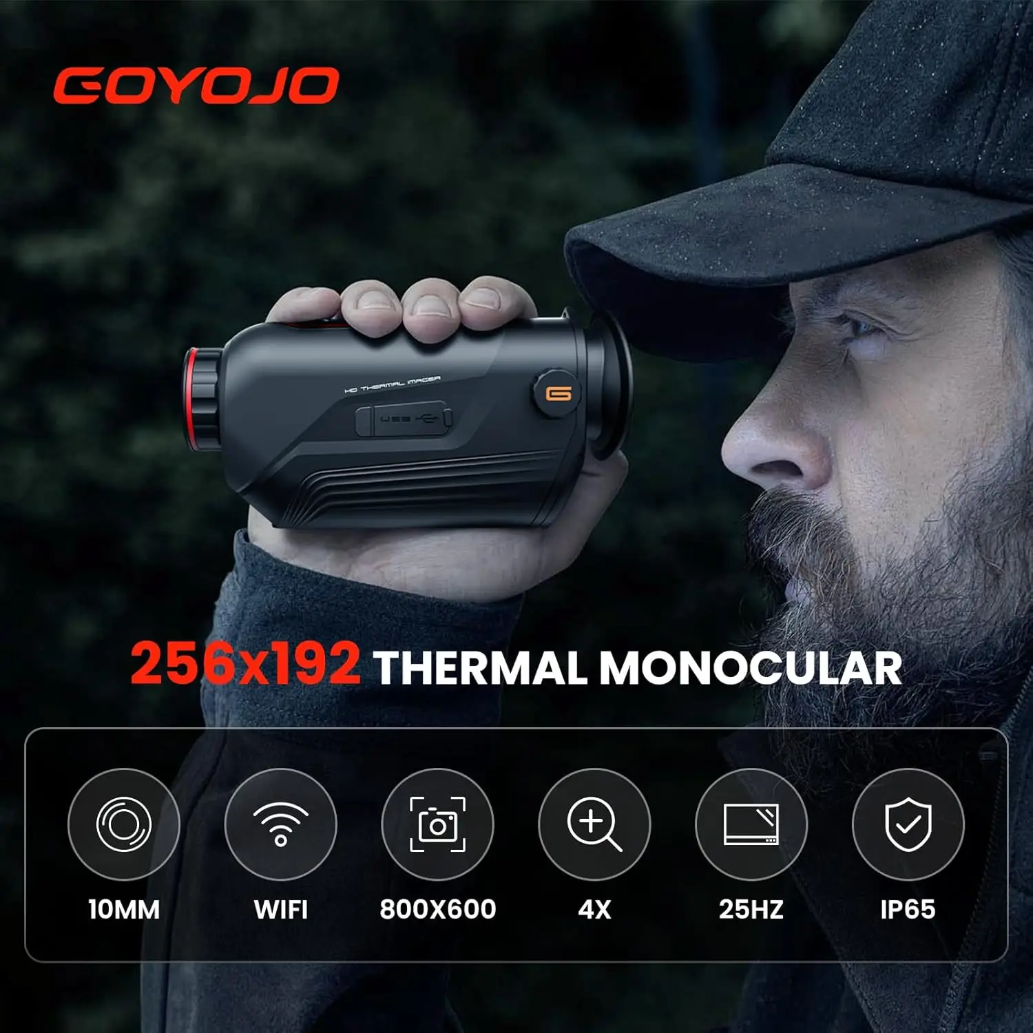 GOYOJO Thermal Imaging 256x192 Thermal Monocular Monoscope Camera Adults Focal Lens Vision Goggles Thermal Scopes Night Hunting