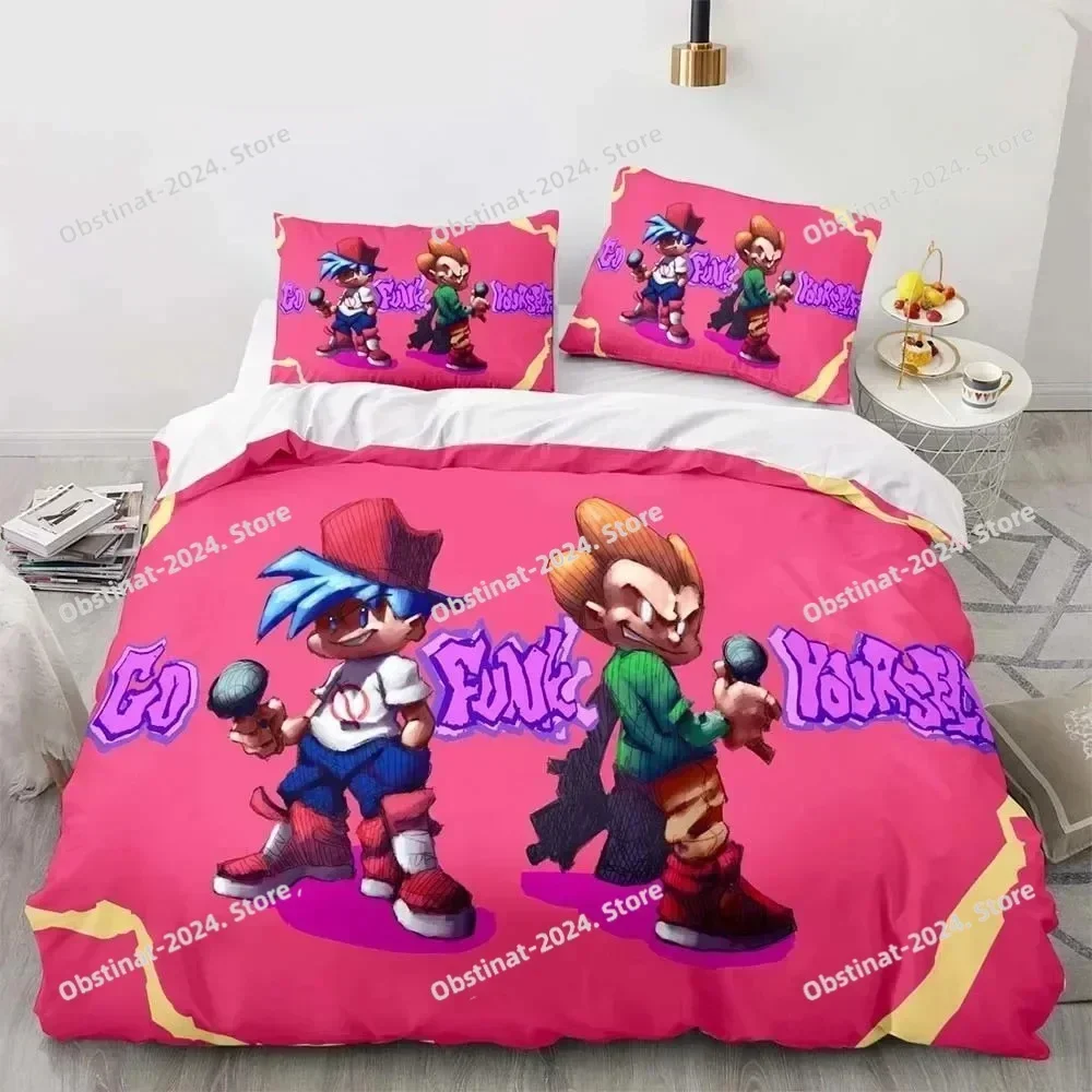 Cartoon Game Friday Night Funkin Bedding Set Printed single Comforter Quilt Bed Cover Pillow Case 3 Pieces Sets Kids Adult Size
