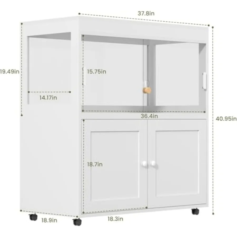 Large 60 Gallon Reptile Tank with Storage Cabinet Bearded Dragon Tank with Sliding Door, Wheels and Metal Mesh Roof for Snakes, view 5