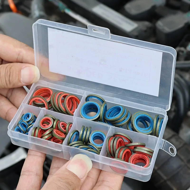 Sealing Gasket Set Oil Drain Combined Washer Seal Sets Washer Assort Kit Rubber Oil Pipe Seal Gasket M6/M8/M10/M14/M16 Hardware