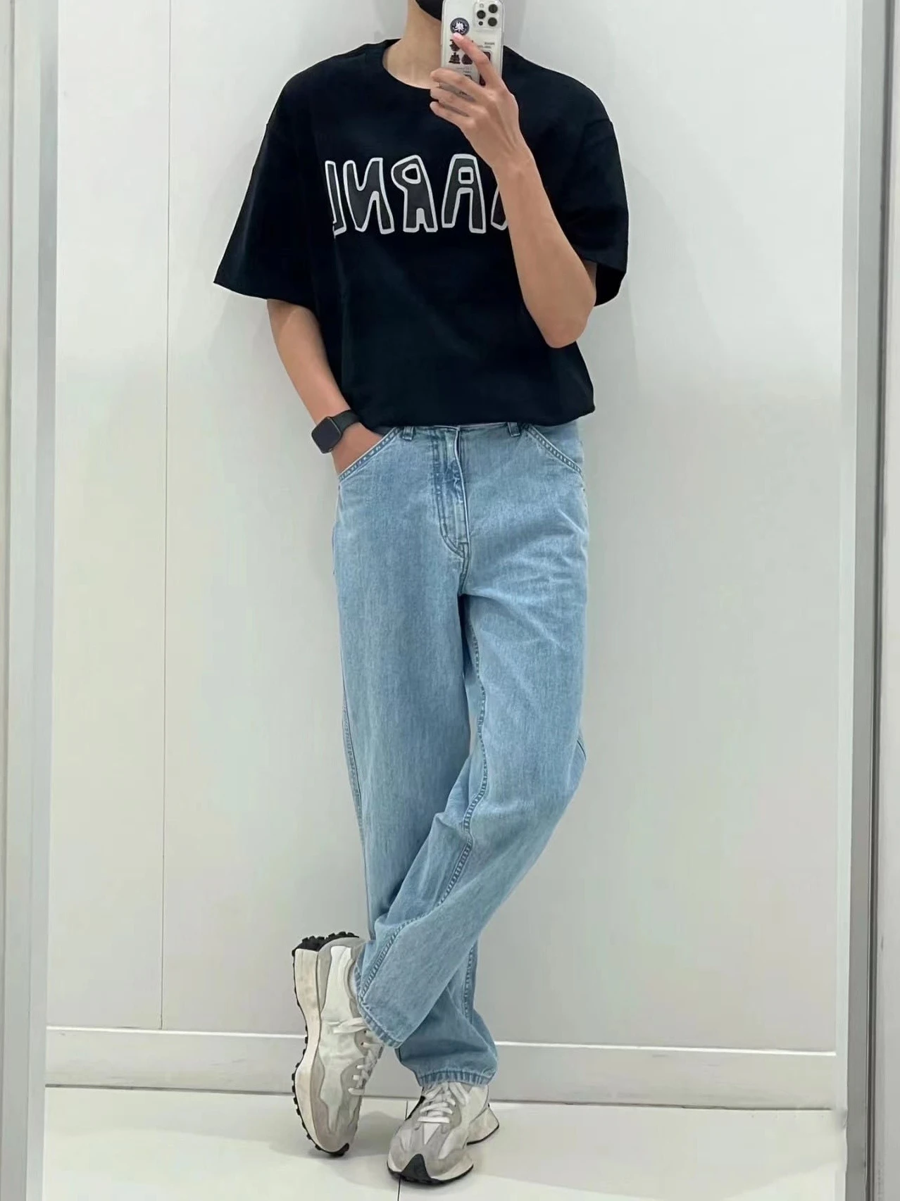 

Spring OuterD Try Room Men's Loose Wide Leg Jeans Narrow Mouth Casual Long Pants Water Waed Harlan Sle Comfortable Breath...