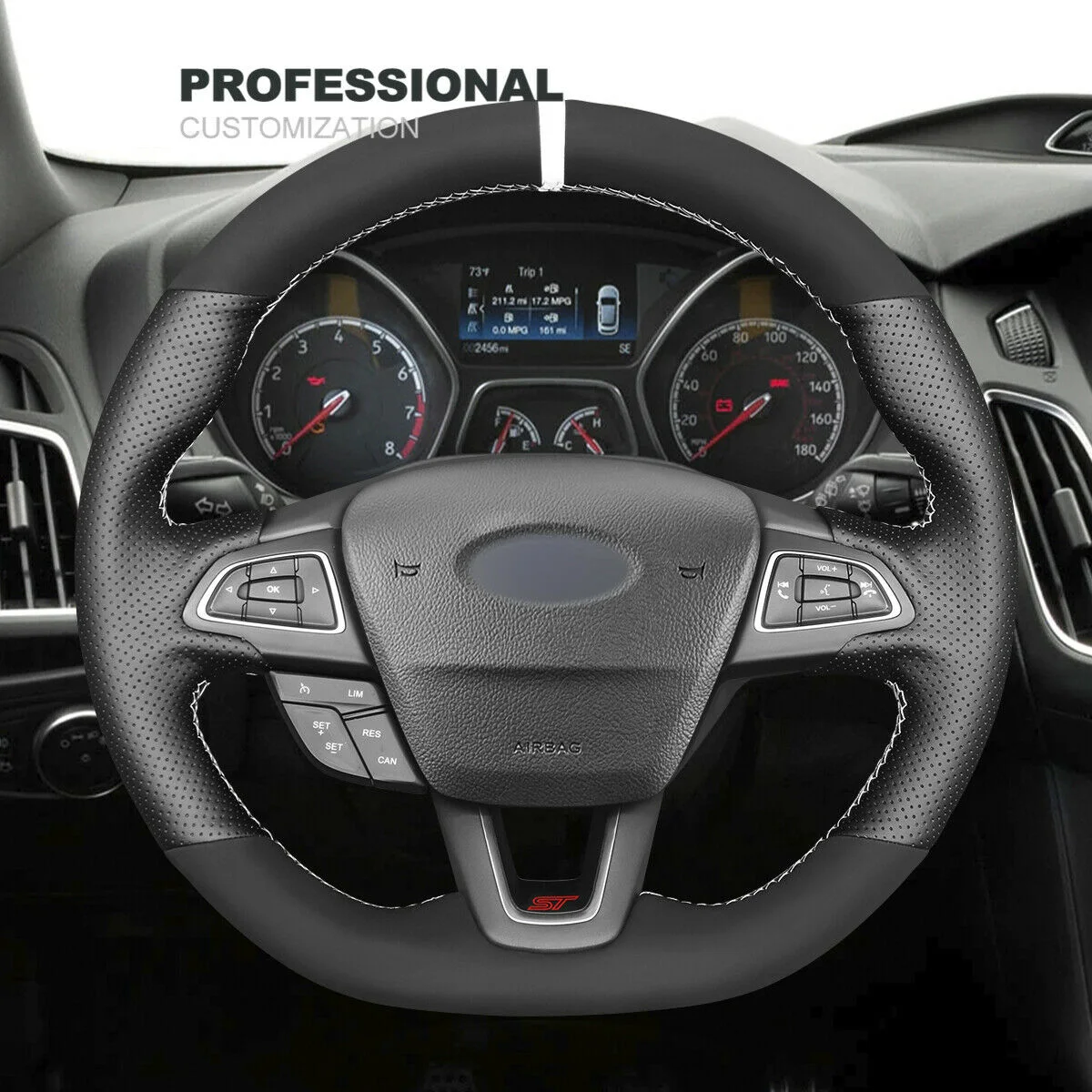 

DIY Hand Stitch Suede Leather Car Steering Wheel Cover For Ford Focus (ST | RS) 2015 Car Accessories