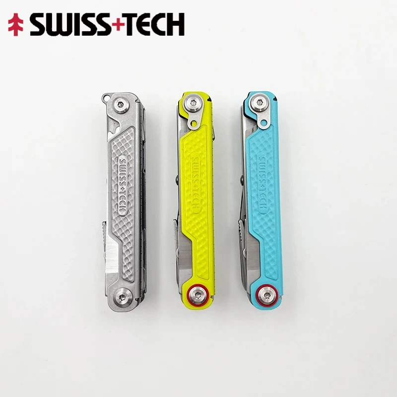 Многофункциональный мини-нож SWISS TECH 11 в 1: складной карманный нож, ножницы, отвертка, мультитул EDC для кемпинга и выживания