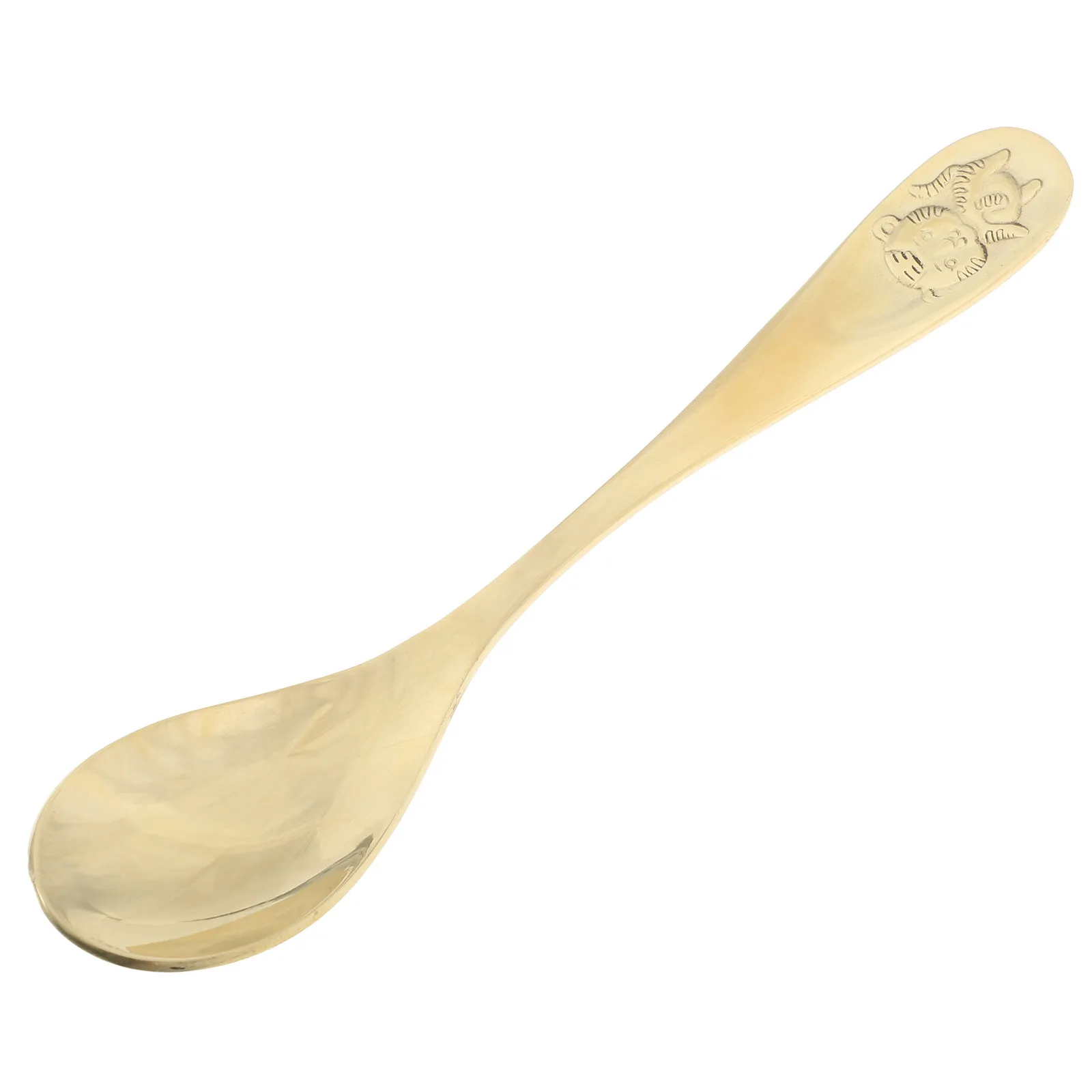 

Золотистая медная ложка для кормления малышей: гладкая поверхность, элегантный простой дизайн, универсальная ложка для десертов, супов, йогуртов, мороженого