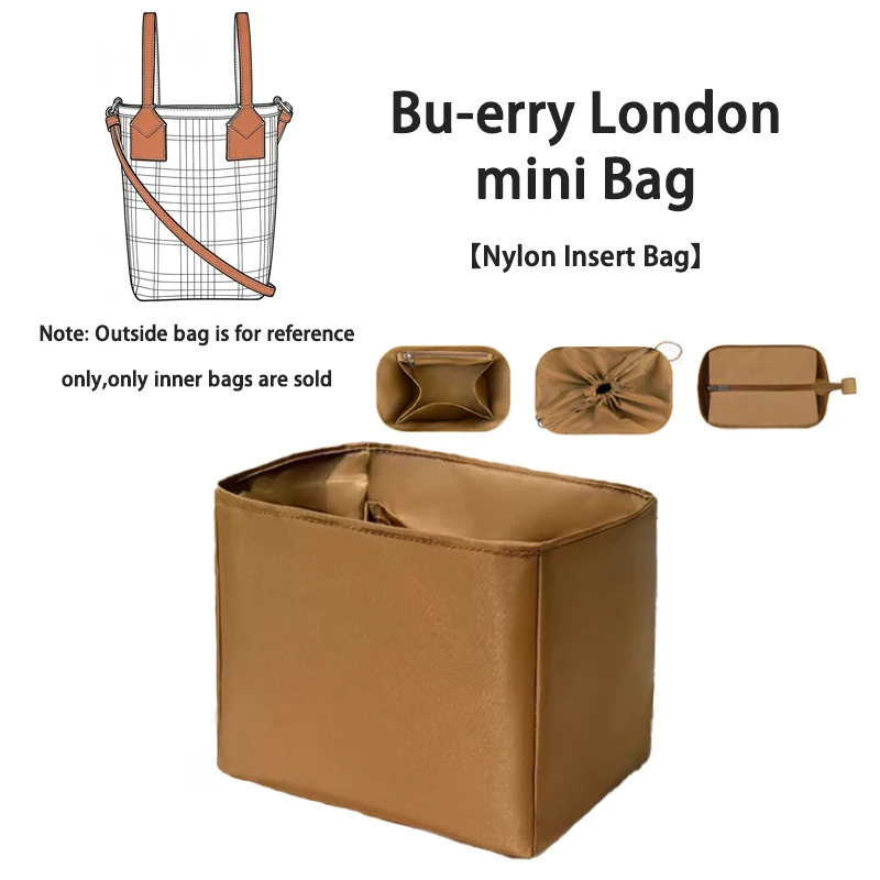 EverToner Nylon Purse Insert Organizer Fit for Bu-erry London mini Bag Cosmetics Inner Liner Bag Inside Storage Bag