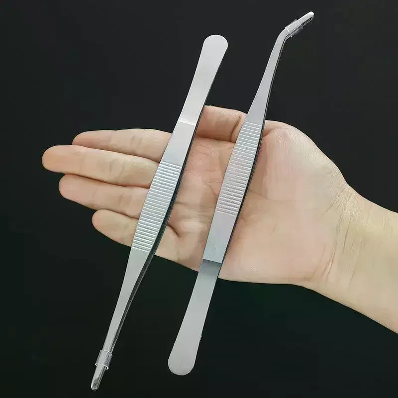 2pcs Professional Stainless Steel Kitchen Tweezers - Cooking Clamps For Seafood, Grilling, Precision Cooking, Electroplating
