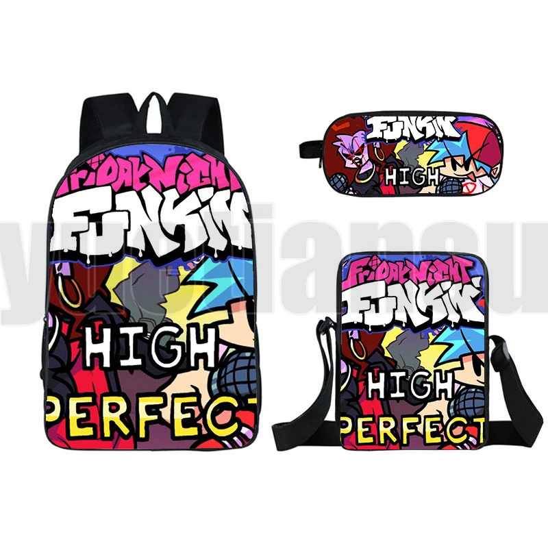 Mochila Funkin de Anime 3D para niños y adolescentes, bolsa de viaje de alta calidad, bolso escolar, 3 unids/set