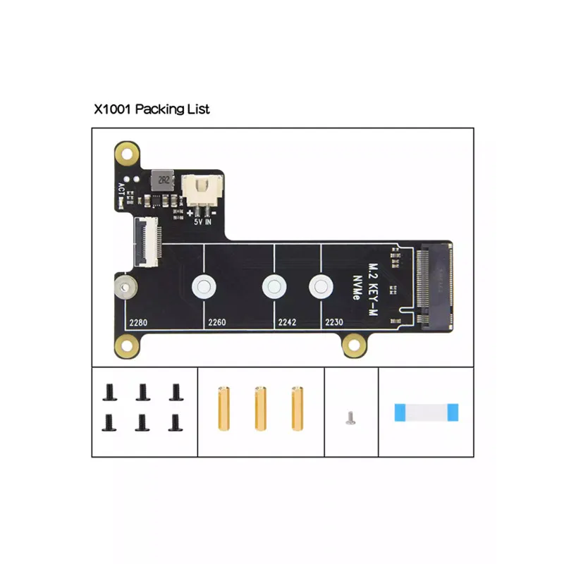 Pi5 2280-2242-2230 X1001 Raspberry Pi 5 for PCIE M.2 NVME SSD