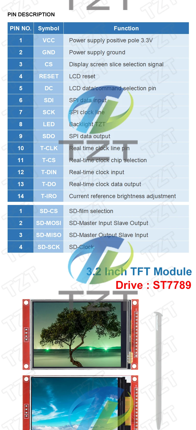 3,2" 3,2 Zoll TFT LCD Touch Screen Modul 240X320 ST7789 ILI9341 LCD Display für Arduino UNO MEGA2560 Board mit/ohne Touch – Detail 9