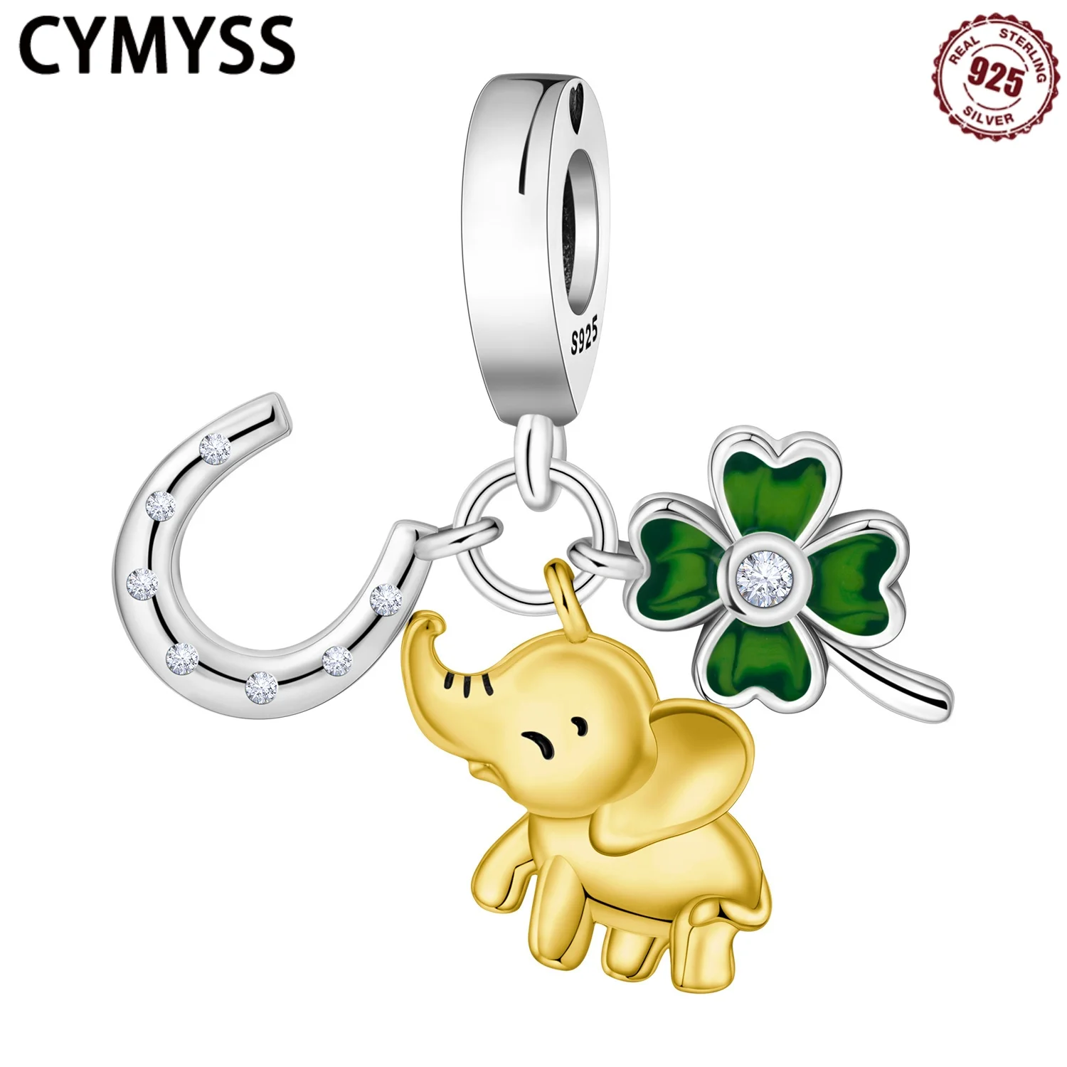 

CYMYSS 2025 Новинка из чистого серебра 925 пробы, кулон в форме слона, клевера, подковы, женский кулон, подарок на вечеринку, ювелирное изделие, ожерелье, кулон с символом удачи