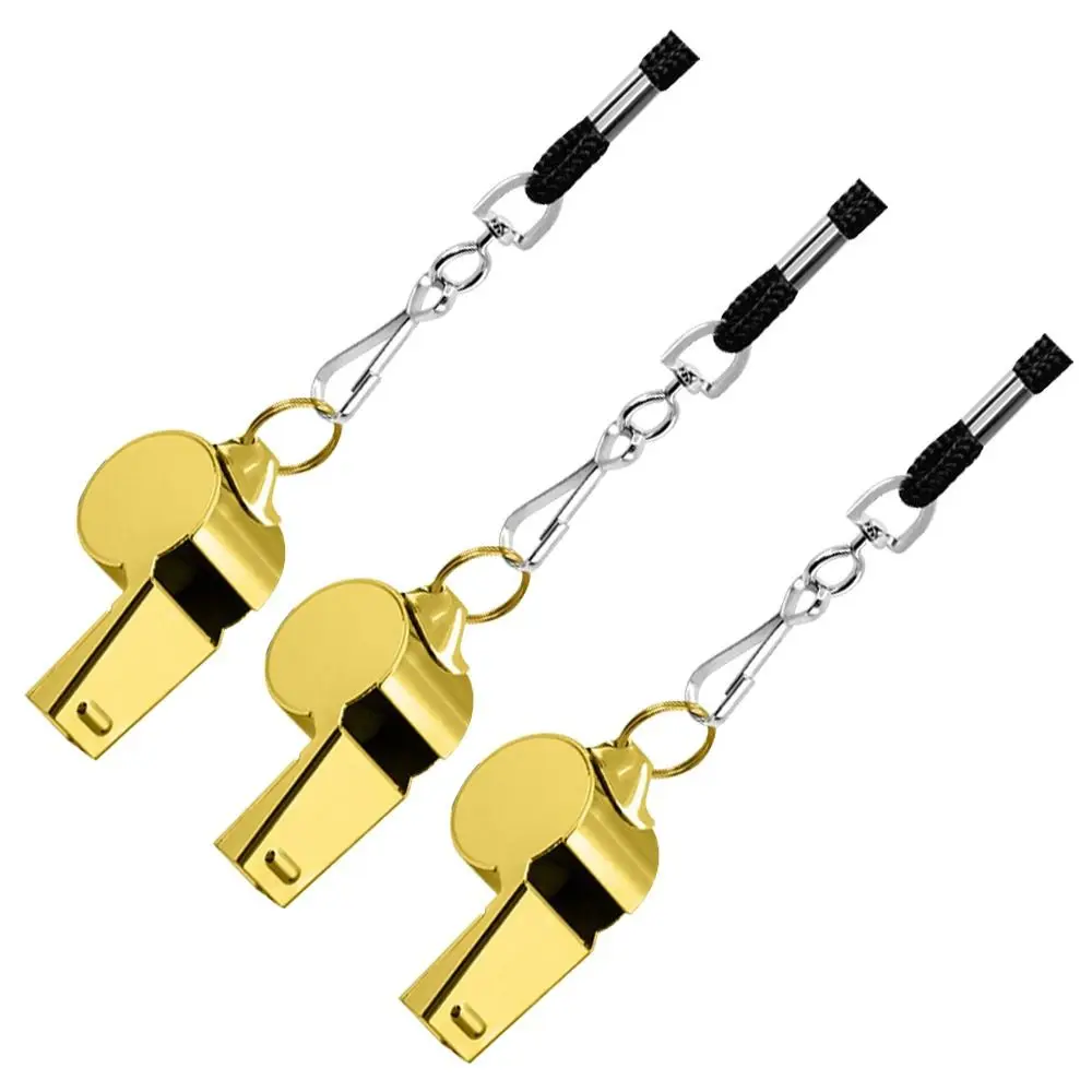 

2 шт., высокое качество с черной веревкой, вечерние тренировочные школьные свистки из нержавеющей стали, инструмент для черлидинга, металлический свисток для болельщиков