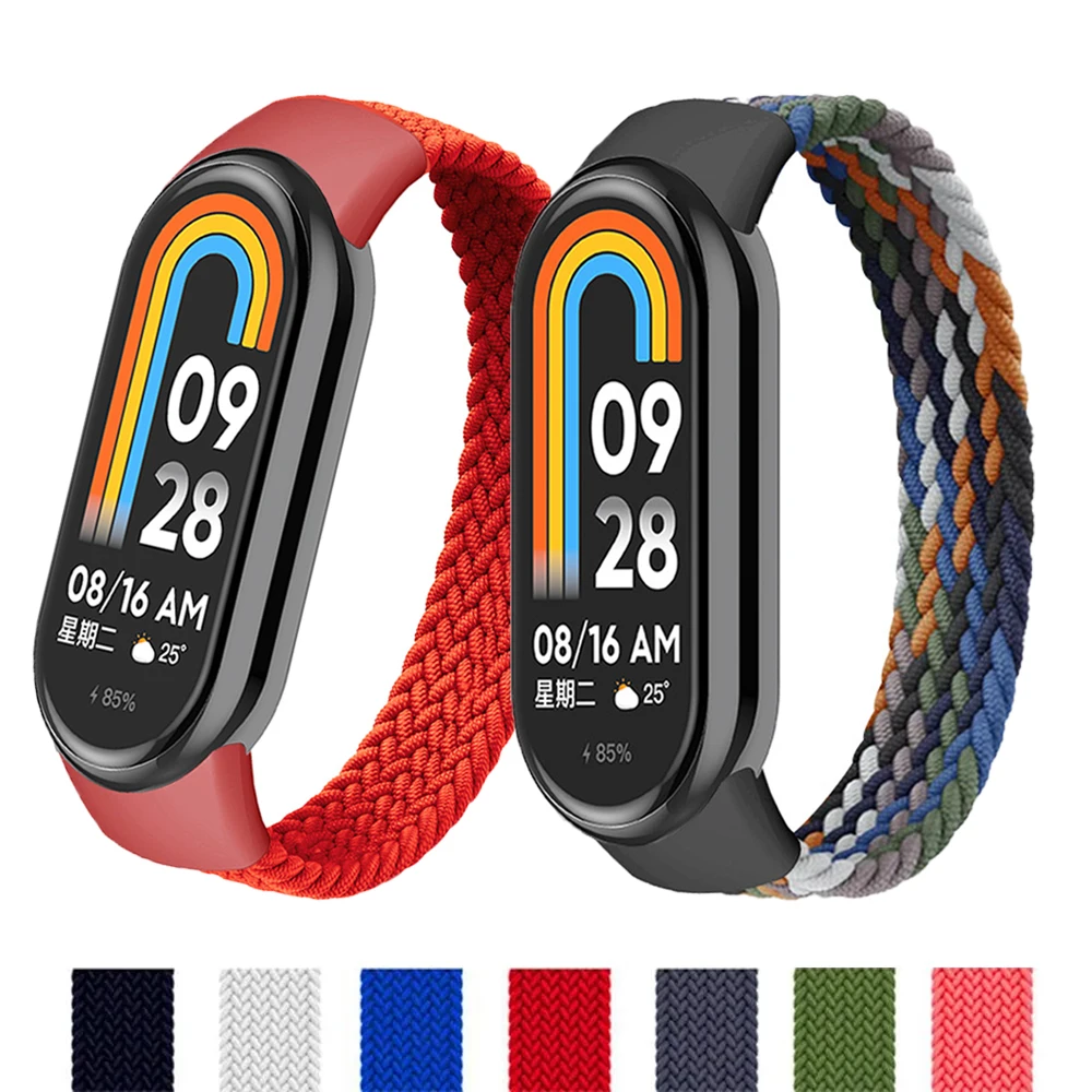 Braided band for Mi Band 8/7/6/5/4/3 Strap accessories Elastic Nylon Replacement belt bracelet correa for Xiaomi Miband 8 NFC