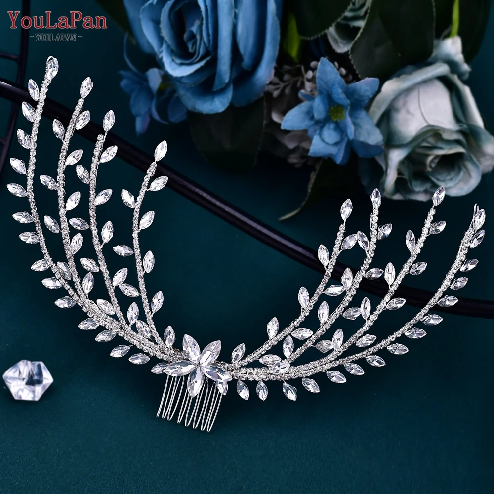 

YouLaPan Bridal Comb Rhinestone Woman Headpiece with Hair Clip Wedding Hair Accessories Bride Headdress Bridesmaid Gift HP551