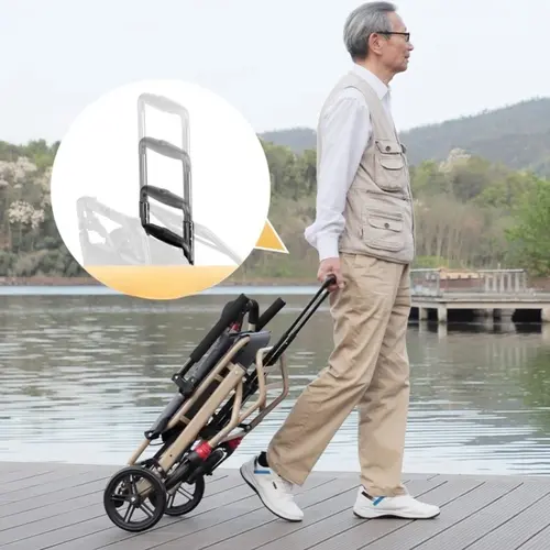 Ultralight Wheelchair Foldable Travel Chair Aluminum Mobility Aid Portable Transport Chair with Solid Tires for Airplane - Image 2