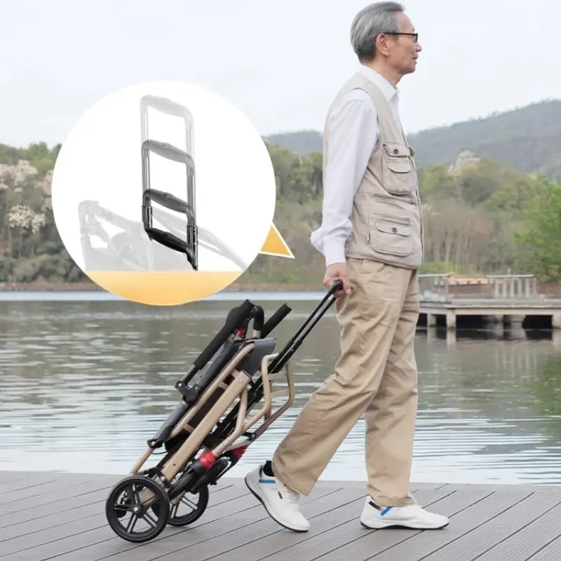 Ultralight Wheelchair Foldable Travel Chair Aluminum Mobility Aid Portable Transport Chair with Solid Tires for Airplane - Image 2