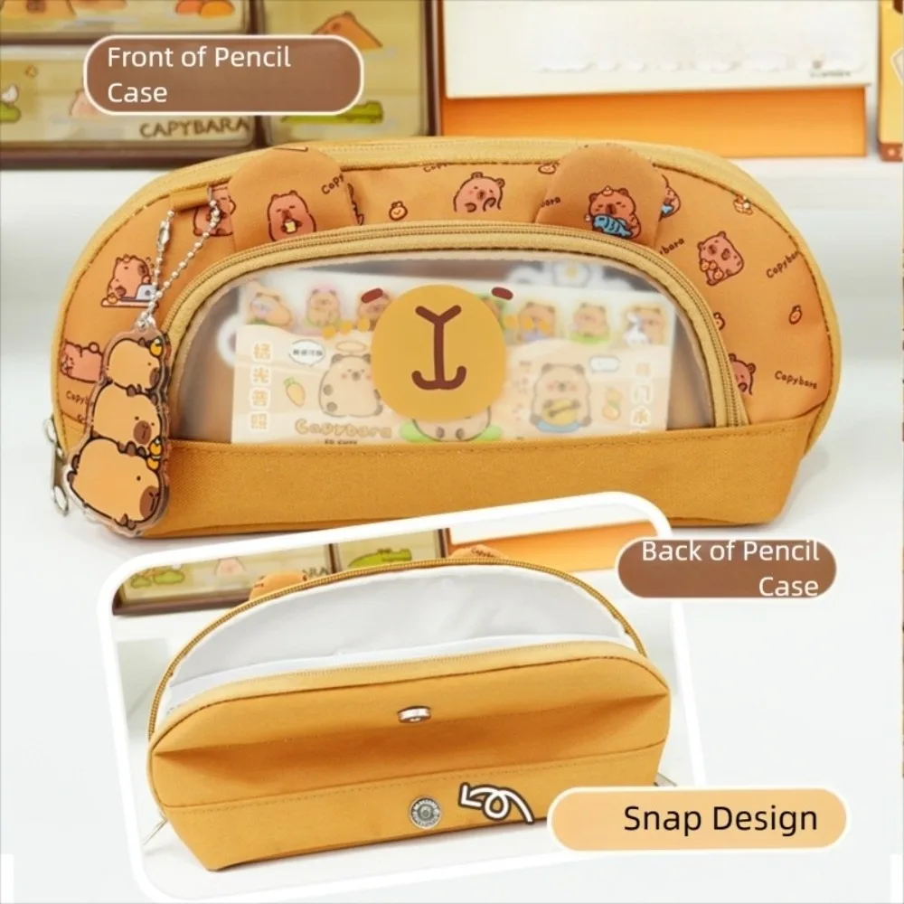 

Kawaii Animal Capybara Pencil Case Large Capacity Cute Pendant Stationery Pencil Bag Portable Zipper Multi Layer Pencil Pouch