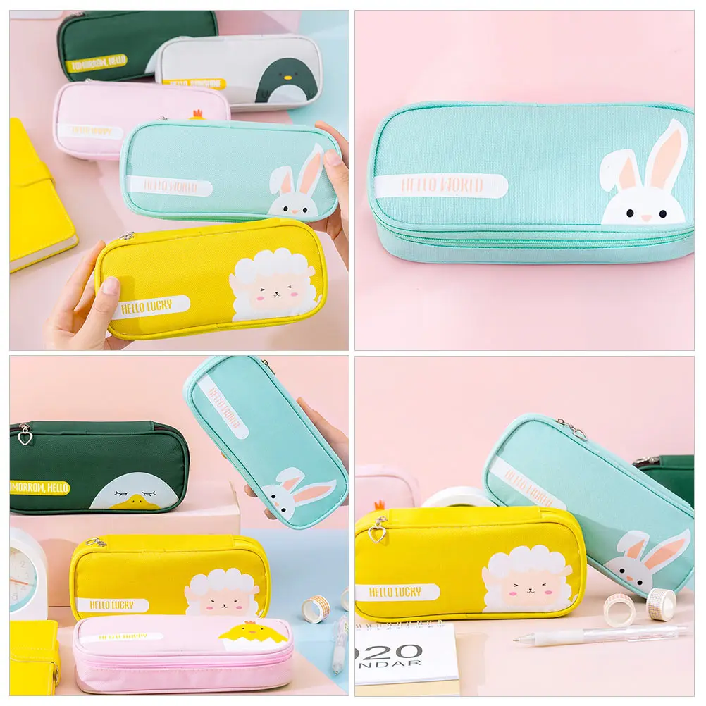 

Pencil Case Cartoon Simple Storage Bag Pouch Student Supplies School Accessory Children Zipper Stationery ganizer Lightweight