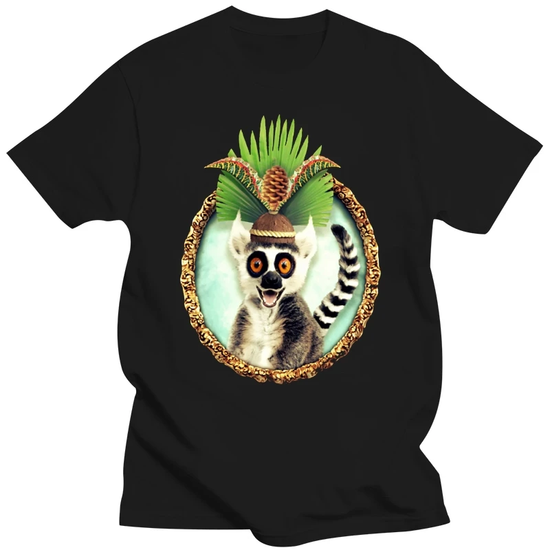 Lemur T Shirt King Julian T-Shirt Male Summer Tee Shirt Fun 4xl Printed 100 Percent Cotton Short-Sleeve Tshirt