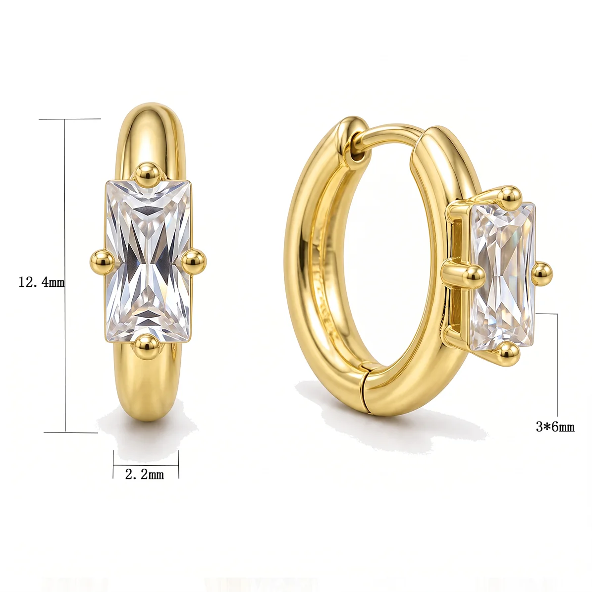 Moonmory Verbesserte Minimalistische Messing-Creolen für Damen, Luxusmarke, Doppelte 14K Vergoldete Marquise-Oval-Huggie-Ohrringe, Großhandel – Detail 12