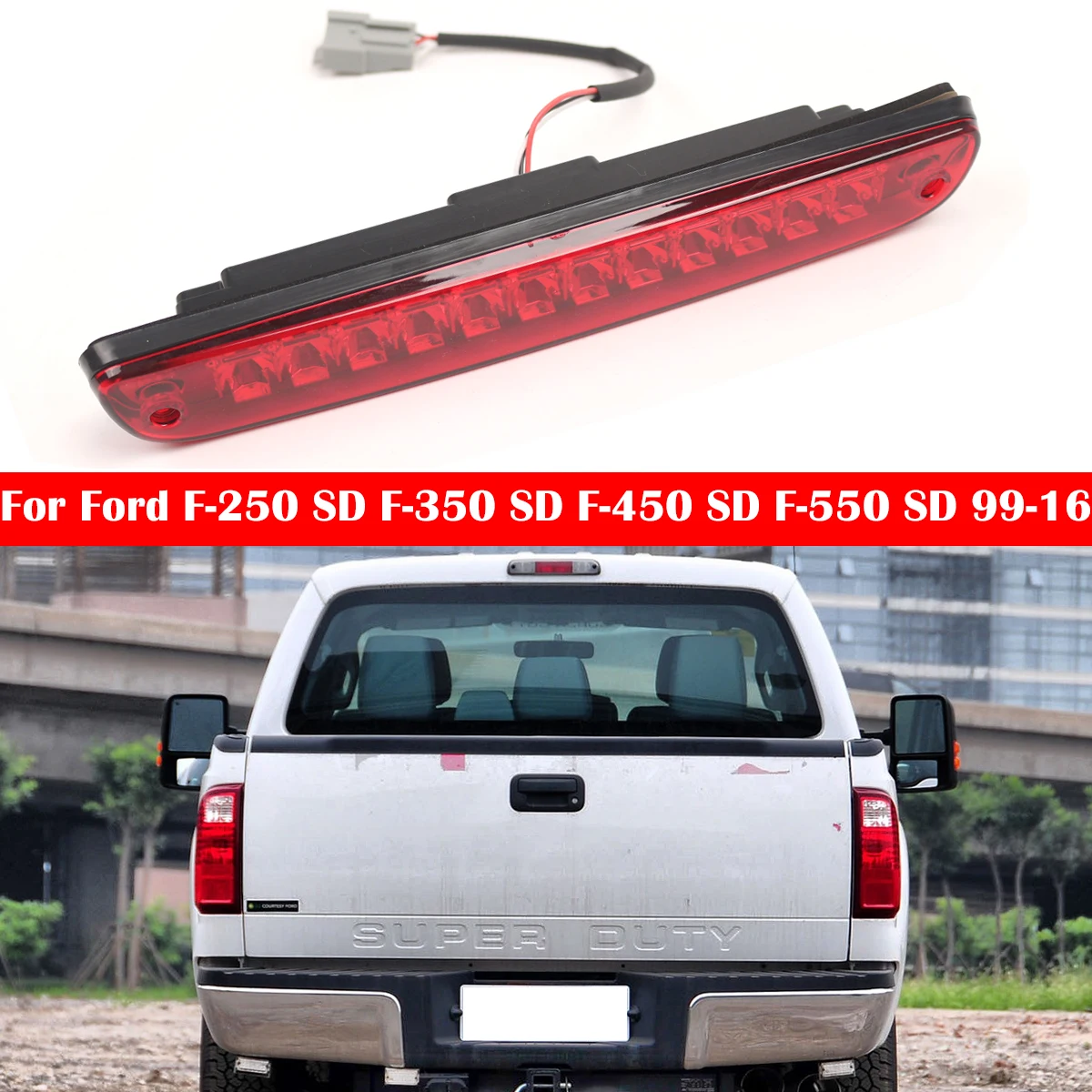 Red Car Rear LED High Mount Stop Lamp For Ford Super Duty Ranger 1999-2016 YC3Z13A613BA, CC3Z13A613A, F47Z13A613A CC3Z13A613B
