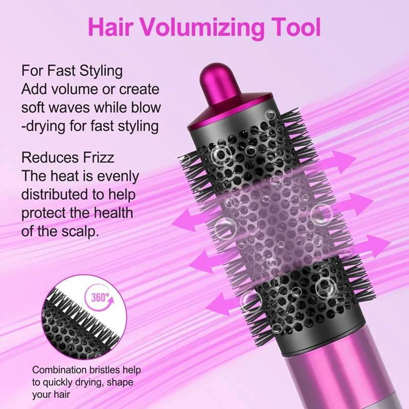 Round Volumizing Brush Attachment, Adequado para Dyson Airwrap grande e pequeno, Melhorar o volume e estilo sem esforço