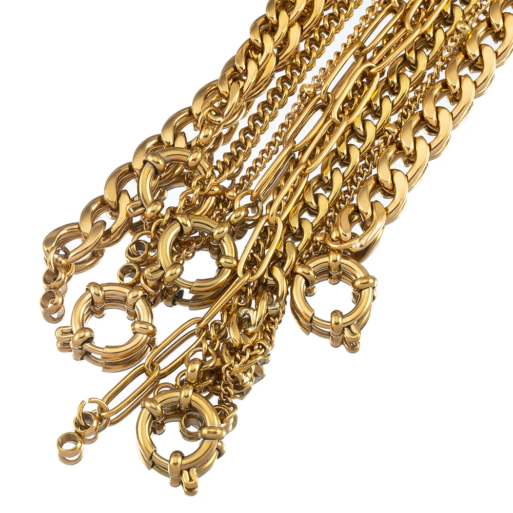 1PC Stainless Steel 45cm Basic Link Chian Bracelet Necklace Women Men Anchor Clasp Beads Chain Sailor Wheel DIY Jewelry Findings