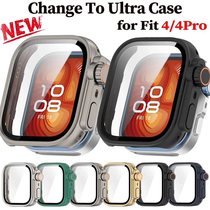 Change To Ultra Case for Huawei Watch Fit 4 Tempered Glass Case+Screen Protector for Huawei Watch Fit 4Pro Upgrade to Ultra 2