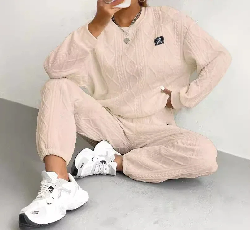 Two Piece Sets Womens Outifits Streetwear Long Sleeved Casual Round Neck Hoodie and Y2k Pants Suit Autumn and Winter 2024 New