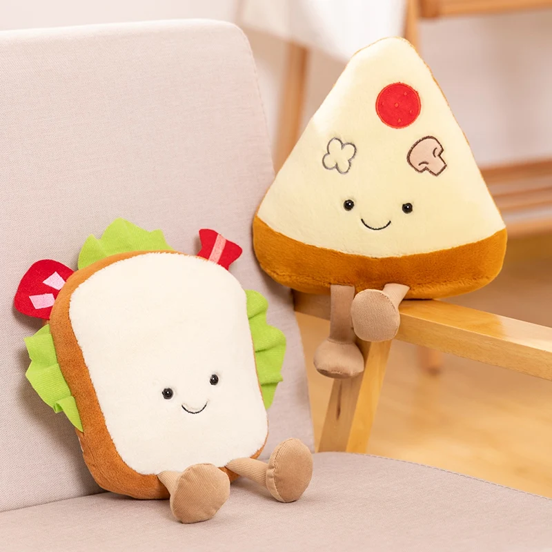 Cartoon Sandwich Pizza Taco French Fries Plush Pillow Soft Stuffed Cute Bread Food Dolls Kid Toys Sofa Cushion Decor Girls Gift