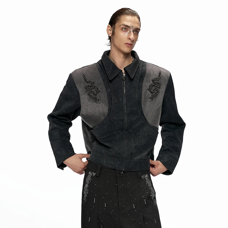 LUZHEN 2025 New Fashion Embroidery Pattern Patchwork Design Casual Leather Jacket Men's Original Elegant Handsome Clothes JY5293
