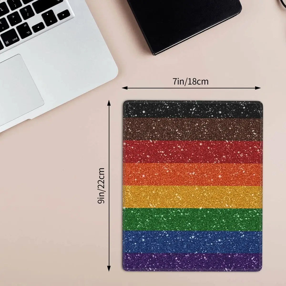 Faux Glitter Rainbow Pride Flag LGBT Gay Lesbian Mouse Pad Computer Keyboard Mouse Mat Laptop Desk Mat Office Accessories