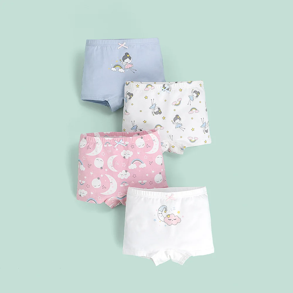 Cute Cartoon Elastic Cotton Children's Underwear Flat Corner Baby Girls' Summer Four Corner Underwear Comfortable And Breathable