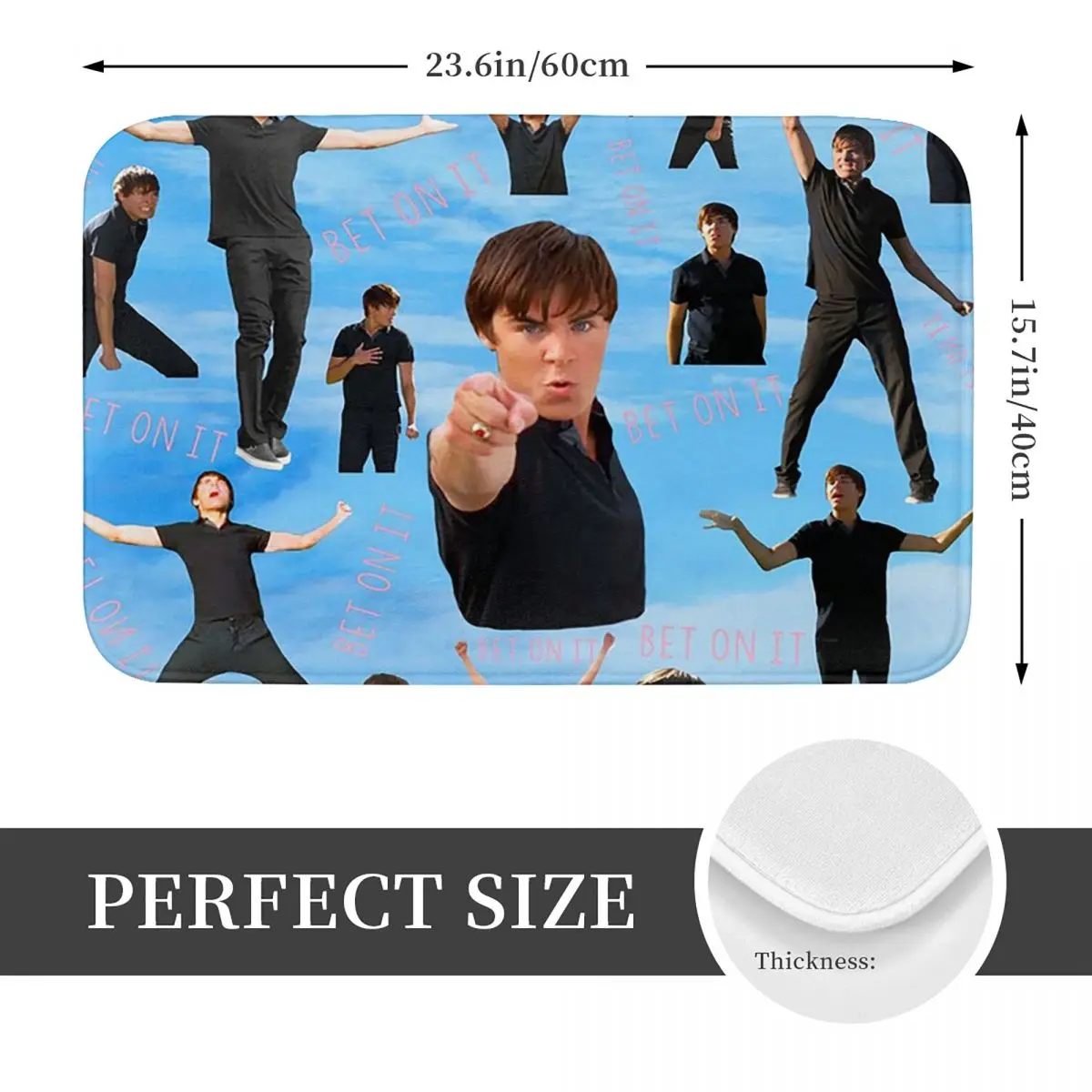 Zac Efron Troy Bolton Bet On It High School Musical Non-slip Doormat Antiwear Carpet Rug for Kitchen Entrance Home Footpad Mats