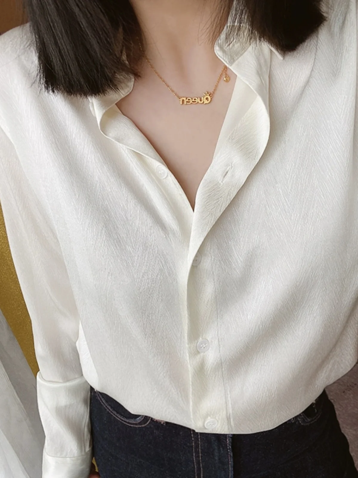 المرأة طويلة Sve irt الأزهار التطريز رقيقة نمط تصميم ربيع الخريف الكورية Sle فضفاضة تناسب طوق لون نقي #2